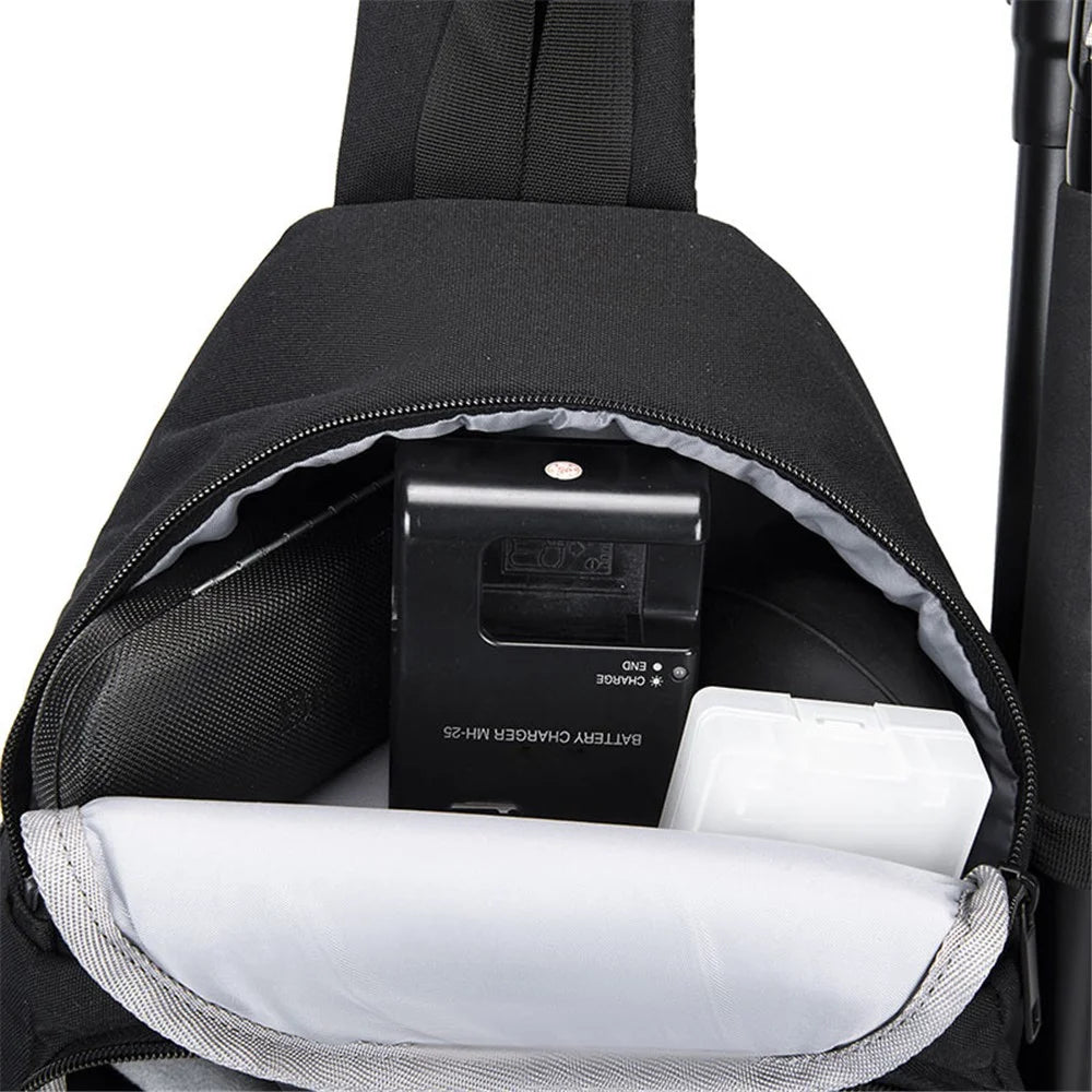 CWATCUN D15 Waterproof Shockproof Liner Crossbody Bag for Camera Lens, with Tripod Fixing Straps - 6