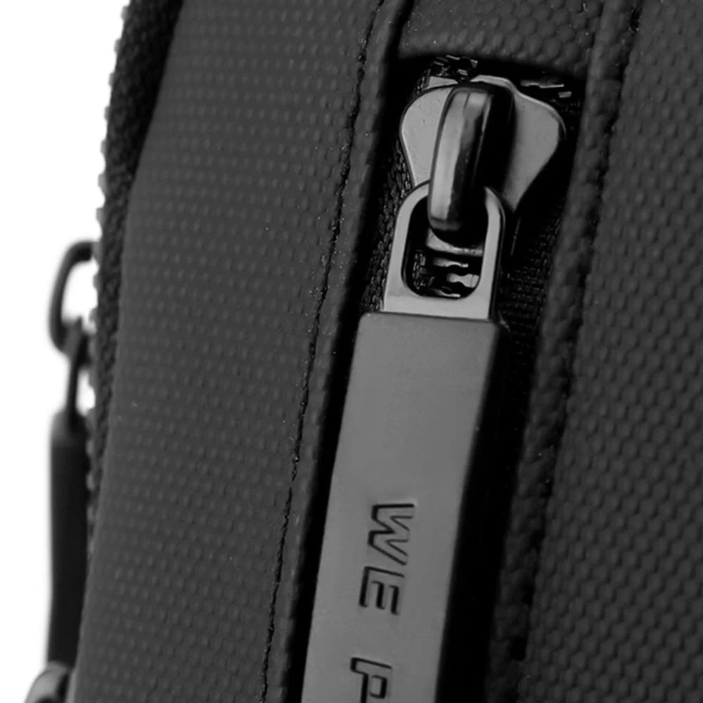 WEPOWER 1243# Waterproof Nylon Men Crossbody Shoulder Bag Casual Travel Phone Bag Handbag, Size L - Black - 5