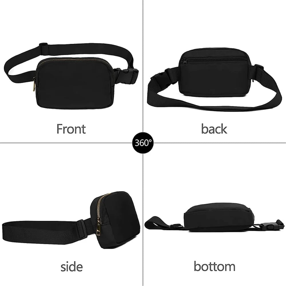 Stylish Men Women Nylon Waterproof Chest Waist Bag Sport Casual Crossbody Bag - Black - 2