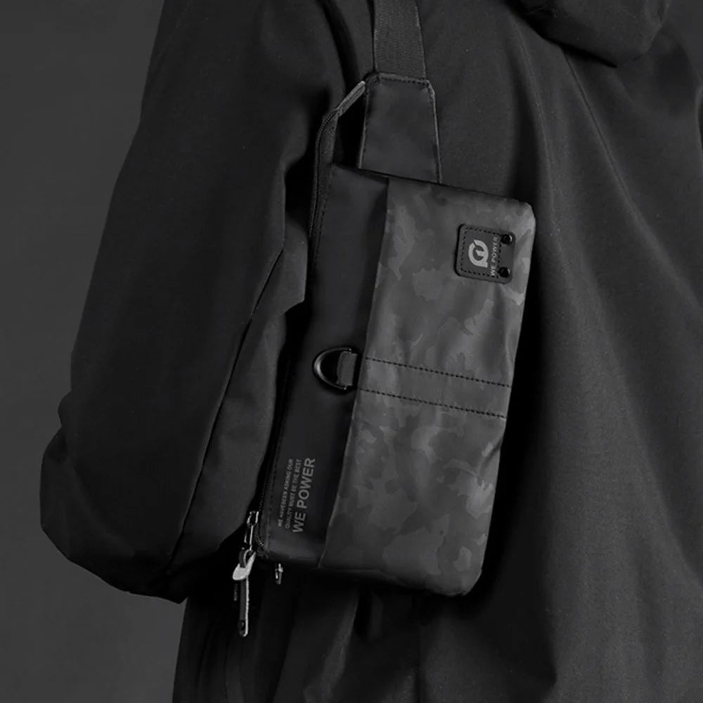 WEPOWER 1785 Nylon Cloth Waist Pack Men's Chest Bag Waterproof Shoulder Bag Daypack - Black - 2