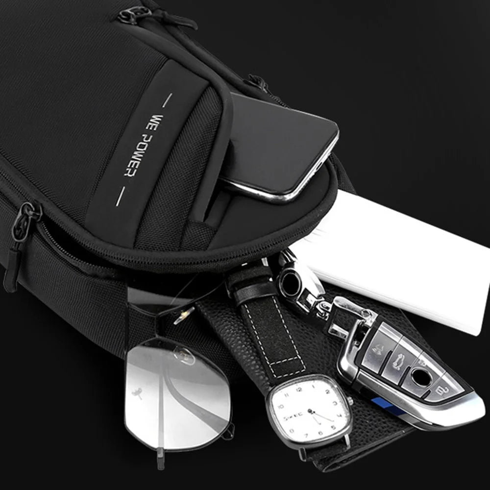 WEPOWER 2124 Nylon Cloth Waist Pack Chest Bag Shoulder Bag Men's Travel Bag - Black - 3