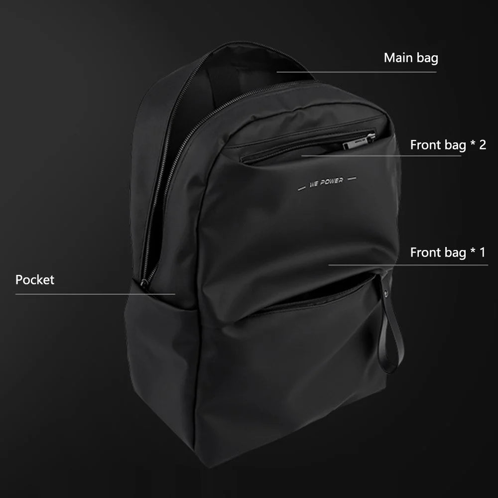 WEPOWER 1234 Outdoor Shoulder Bag Waterproof Nylon Backpack Travel Daypack for School Work - Black - 4