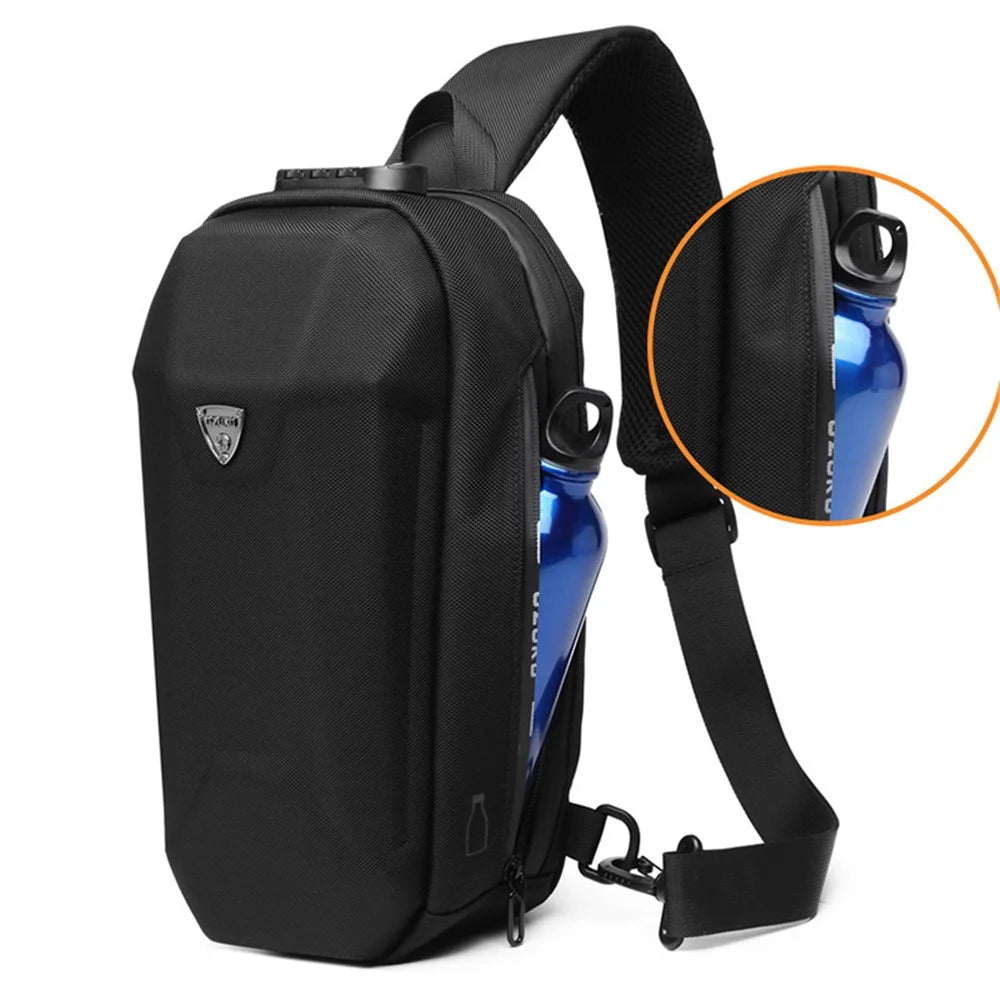 OZUKO 9321 Chest Bag Hard EVA Waterproof Crossbody Shoulder Bag - Black - 3