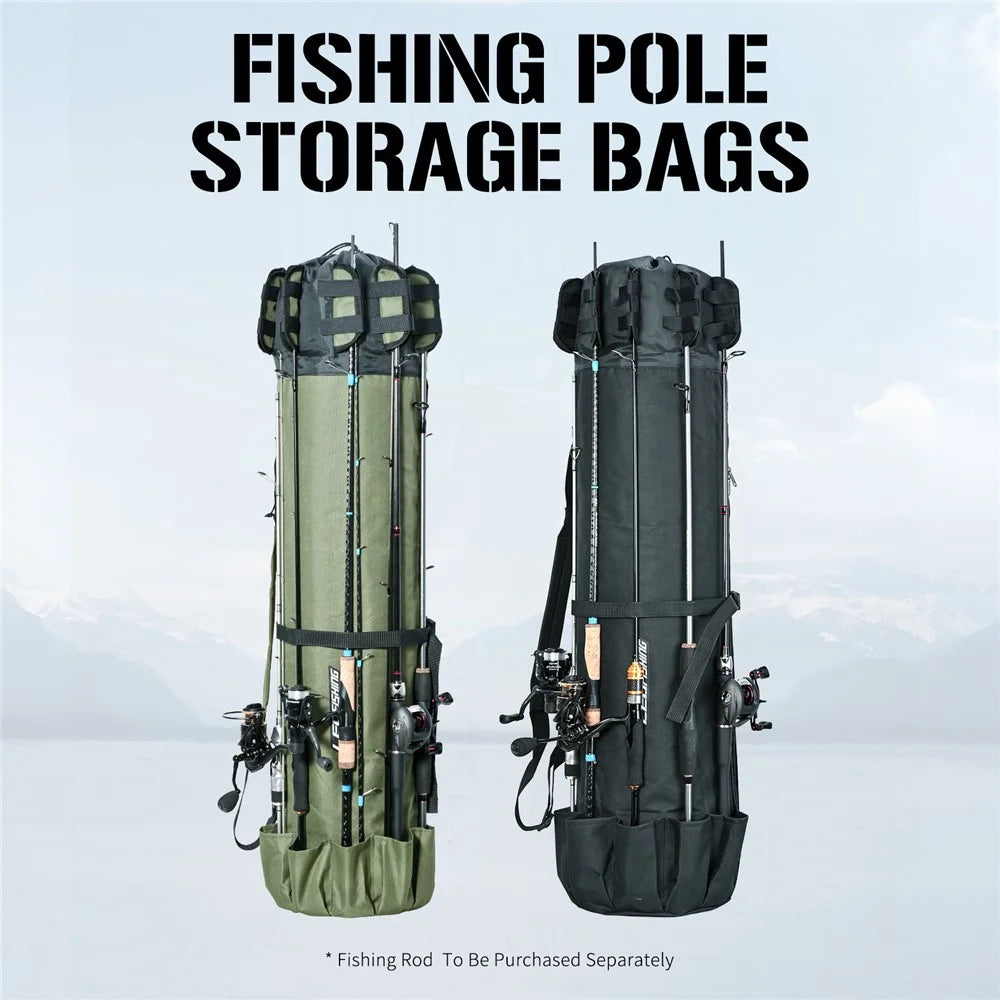 LEO 28260 Fishing Pole Single Shoulder Bag 600D Oxford Cloth Fishing Rod Carrying Bag - Army Green - 2