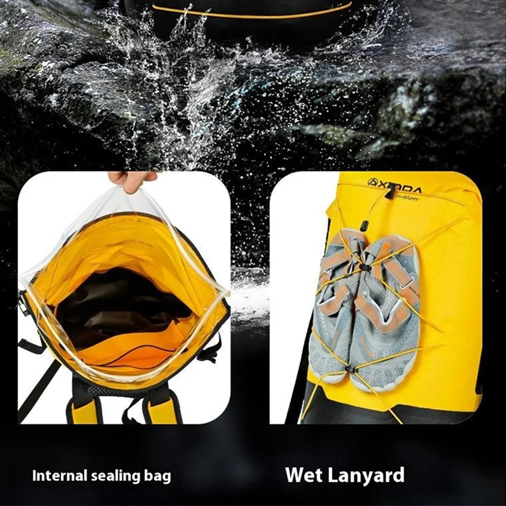 XINDA XD-BAG19 26L Waterproof Rock Climbing Backpack TPU+Polyester Hiking Equipment Storage Bag - Yellow - 5