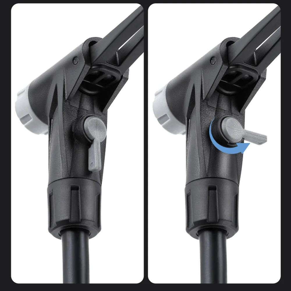 WEST BIKING Dual Cylinder High Pressure Bike Pump for Bicycle / E-Bike Portable Inflator with Air Pressure Gauge - Long Black - 3