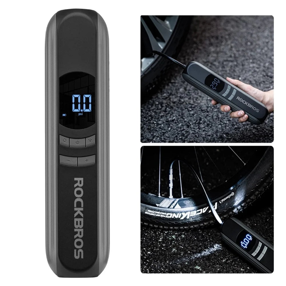 ROCKBROS A10 Car Motorcycle Bike Tire Air Pump Portable Wireless Electric Vehicle Tyre Inflator with LED Light - 1