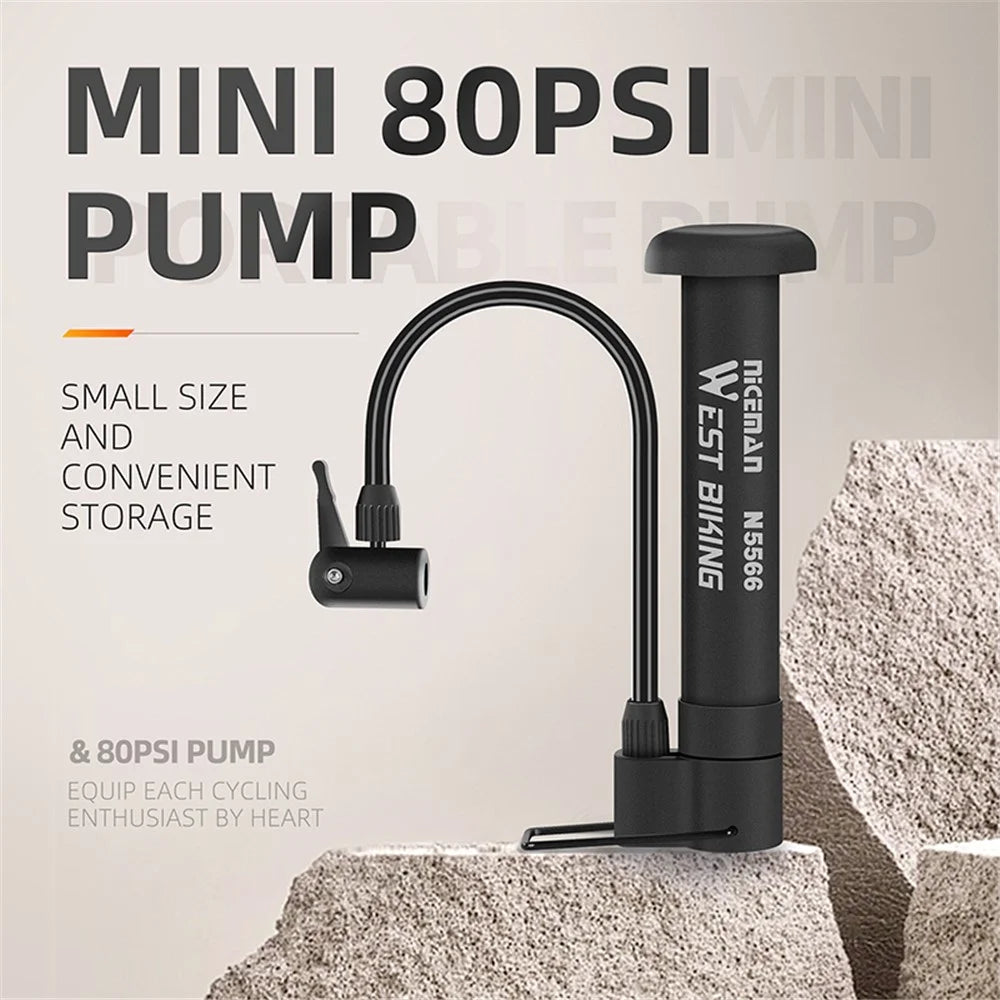 WEST BIKING YP0711140 Bicycle Foot Pump 80PSI Portable Tire Air Pump Mini Inflator for Electric Bikes / Balls - 6