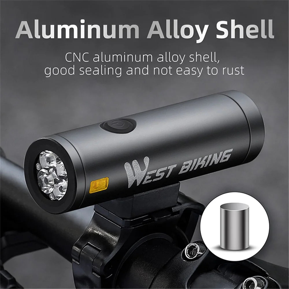 WEST BIKING YP0701399 400LM Aluminum Alloy Bicycle Headlight IPX6 Waterproof Bike Front Light - 4