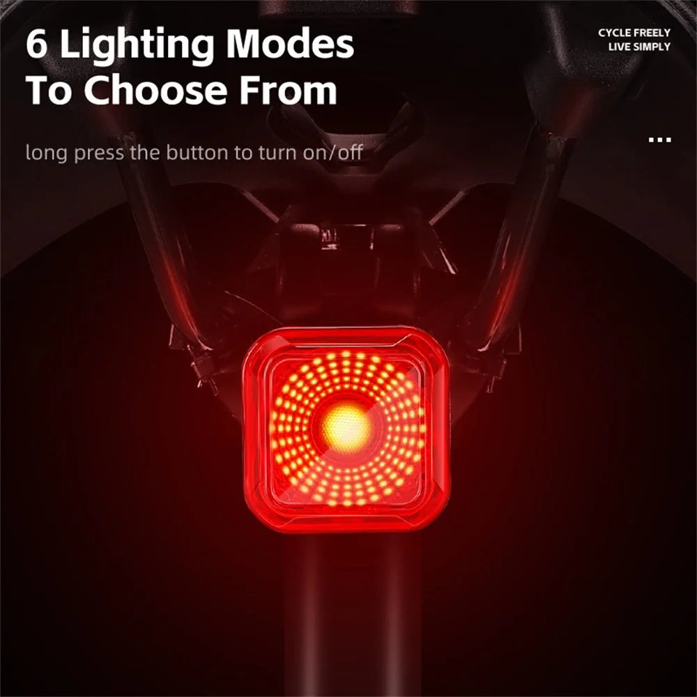 WEST BIKING Smart Bike Tail Light Brake Sensing MTB Road Bicycle Battery Display Rear Light - Seat Bow Mount - 3