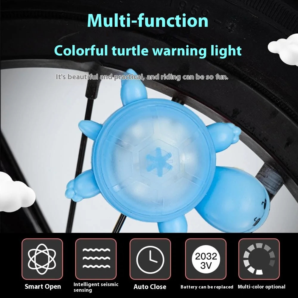 Cute Turtle Shape Bike Tail Light Waterproof 3 Modes Manual Adjustable Cycling Warning Lamp - Yellow - 3