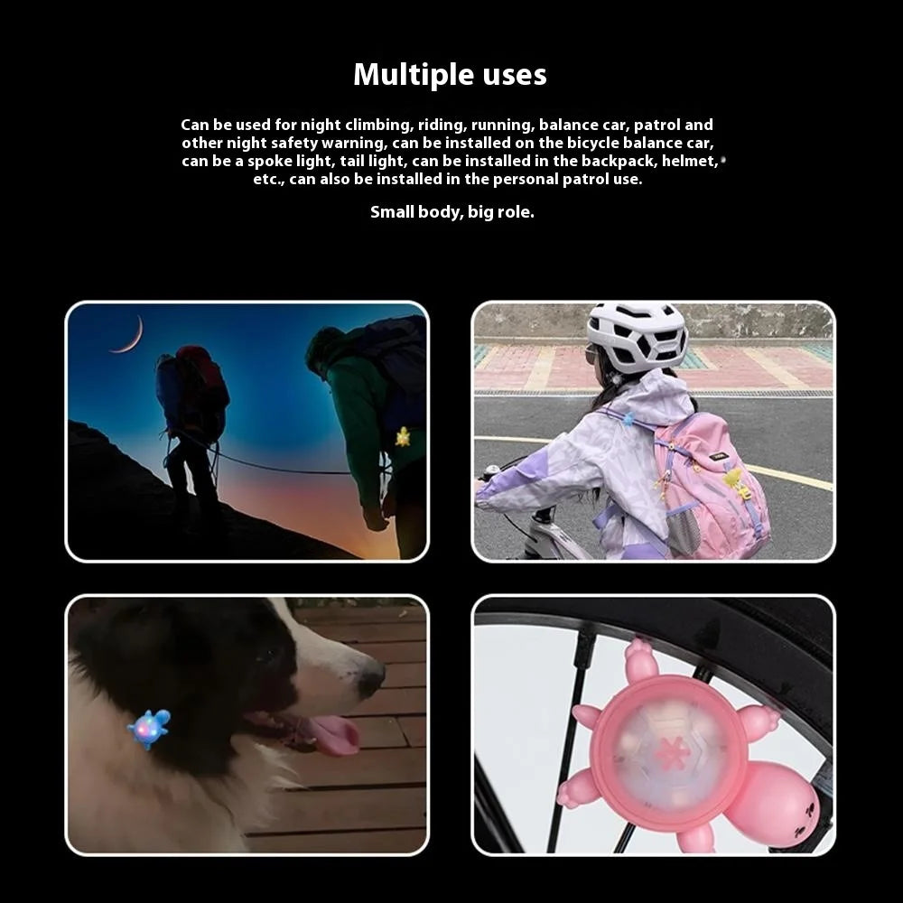 Cute Turtle Shape Bike Tail Light Waterproof 3 Modes Manual Adjustable Cycling Warning Lamp - Yellow - 6