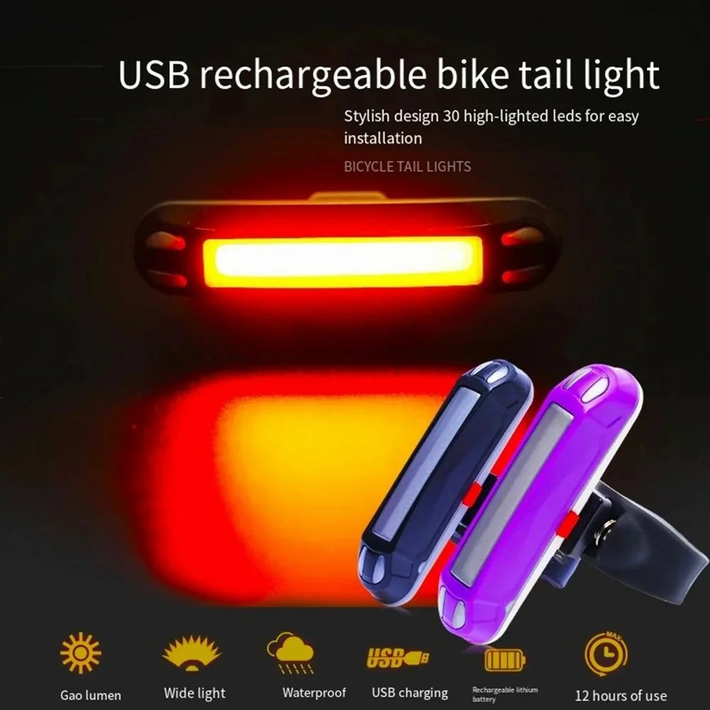 ROCKBROS Mountain Bike USB Rechargeable Tail Light Super Bright Waterproof Safety Warning Lamp - Red+Green+Blue - 2