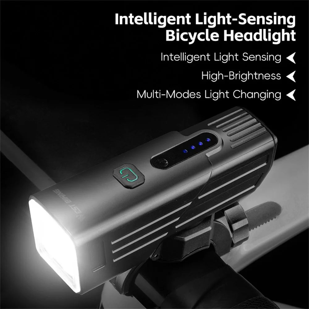 WEST BIKING YP0701488 Bicycle Smart Light Sensing Front Light Flashlight Mountain Bike Cycling Headlight - Beam Spreading - 3