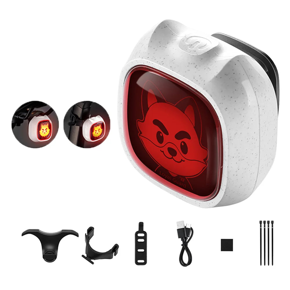 WEST BIKING YP0701505 Smart Anime IP Bike Tail Light Brake Sensing Warning Light for Mountain/Road Cycling - White/Style A - 1