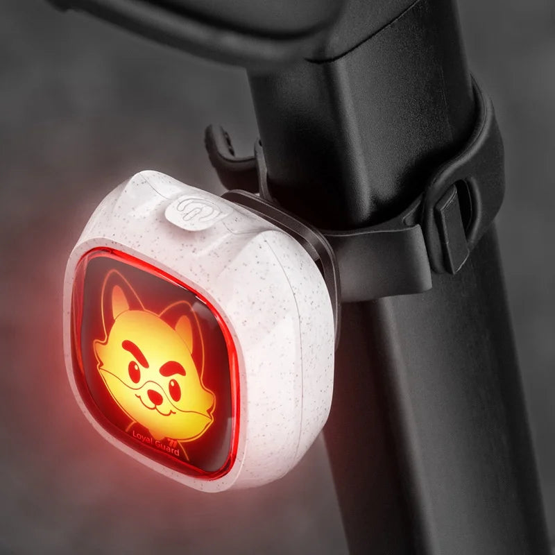 WEST BIKING YP0701505 Smart Anime IP Bike Tail Light Brake Sensing Warning Light for Mountain/Road Cycling - White/Style A - 5