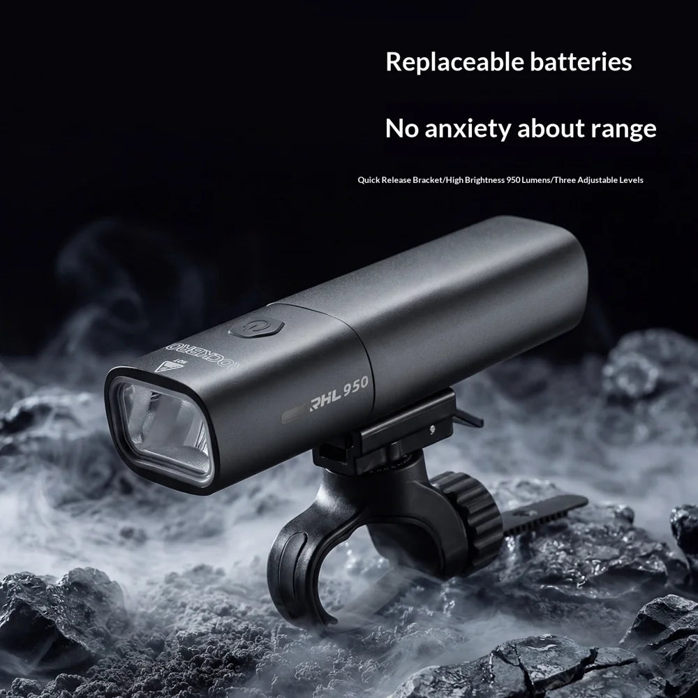 ROCKBROS RHL950 Bike Light 950 Lumens High Brightness Rechargeable LED Bicycle Headlight with Quick Release Mount - Black - 2