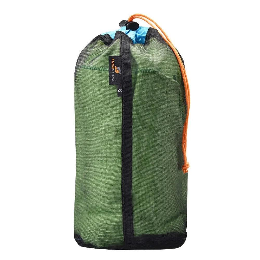 LUCKSTONE Size XL Foldable Laundry Bag Large Heavy Duty Dirty Wet Clothes Storage Bag Fishing Net for Travel and Camping - Black/Blue - 2