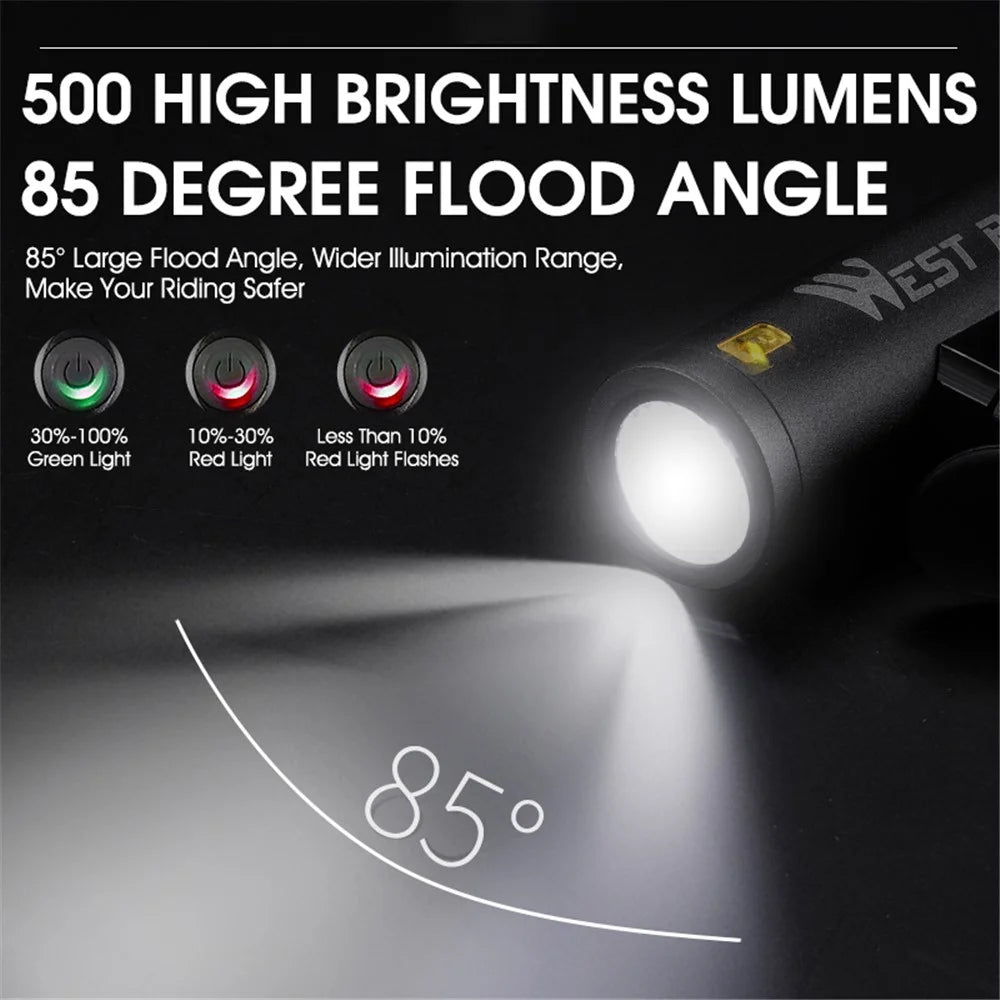 WEST BIKING YP0701332 500LM Bike Bright LED Front Light Night Cycling Bicycle Safety Torch Lamp - Black - 4