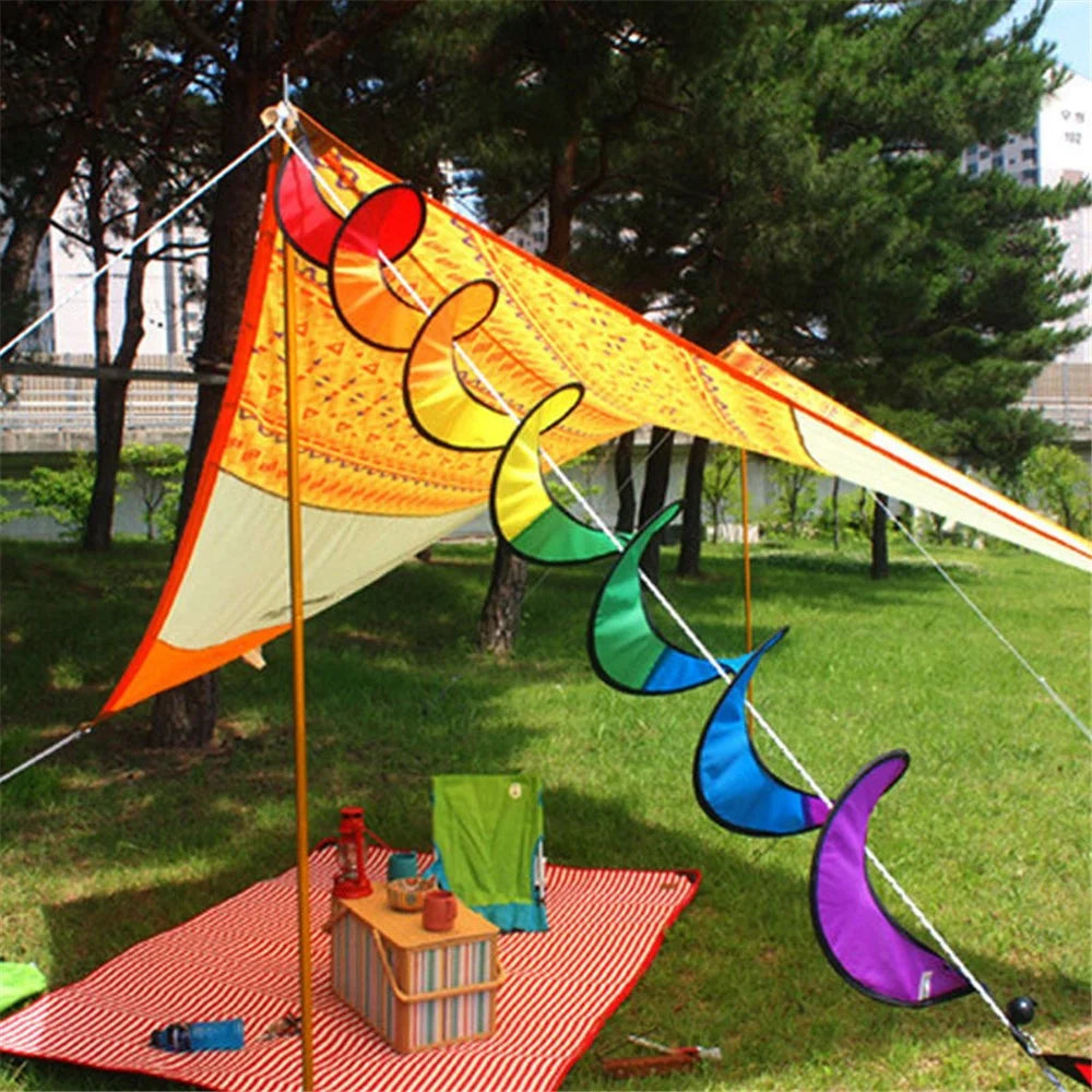 AOTU 1.6m Colorful Spiral Wind Spinner Outdoor Camping Tent Flag Decor Rotating Wind Strips, Size M - 2