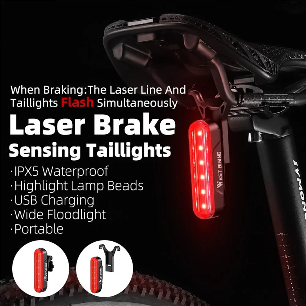 WEST BIKING LD80 USB Style 3 Modes Bicycle Taillight Bike Rear Lamp Safety Warning Light - 5