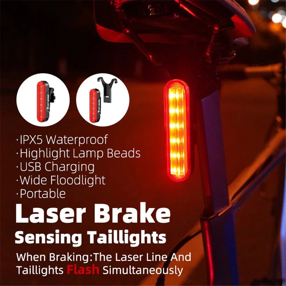 WEST BIKING LD80-s Brake Sensor Style Bike Rear Lamp Bicycle Smart Brake Taillight 3 Modes Warning Light - 6