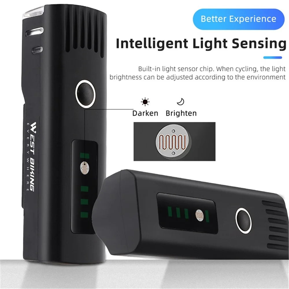 WEST BIKING Intelligent Light Sensing Bicycle Headlight IPX4 Waterproof Bike Front Light Portable Flashlight - 5