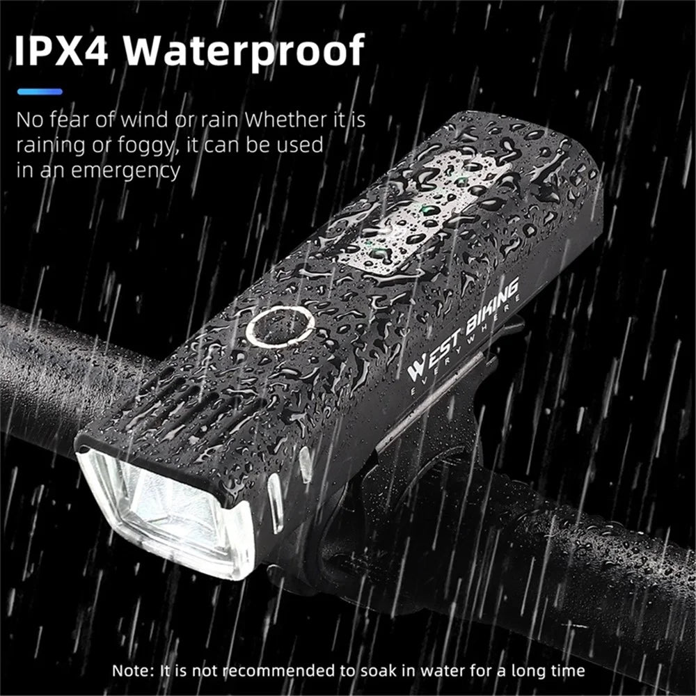 WEST BIKING Intelligent Light Sensing Bicycle Headlight IPX4 Waterproof Bike Front Light Portable Flashlight - 7