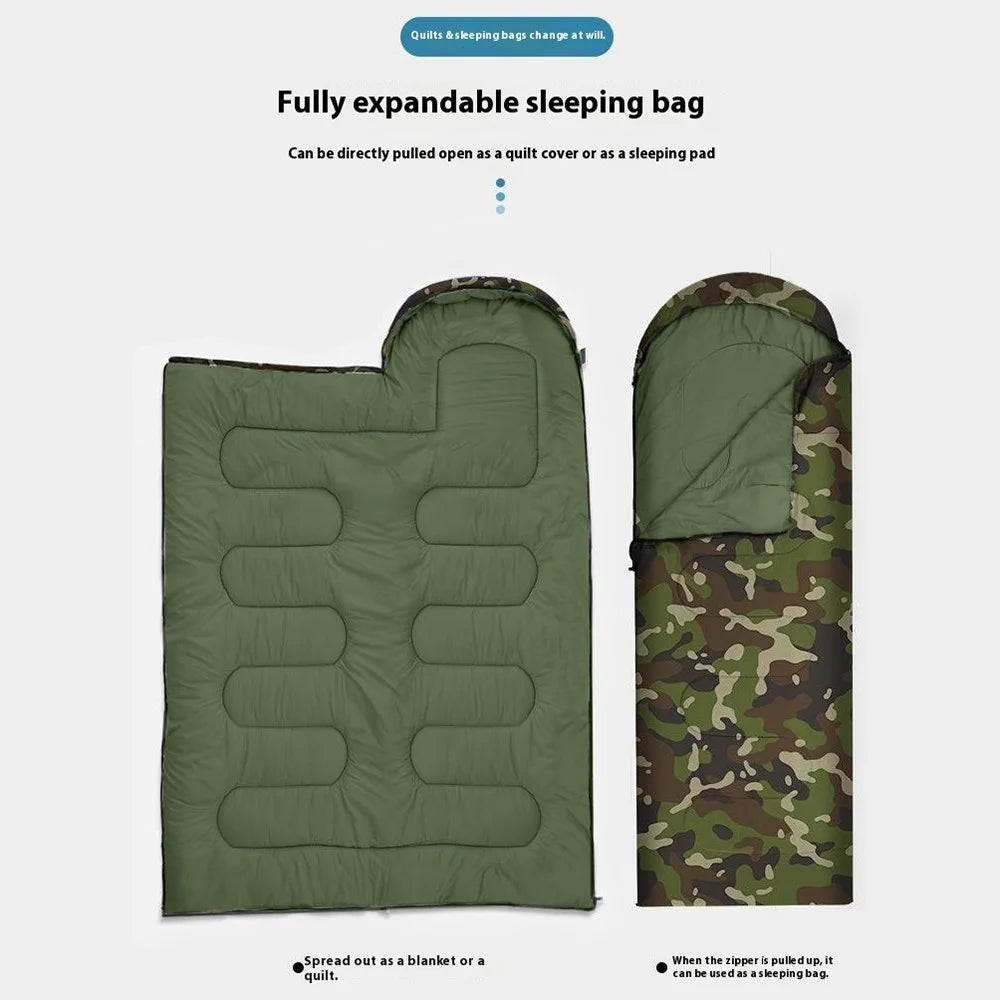 Ultralight Envelope Sleeping Bag Hollow Cotton Camping Sleeping Bag, 2.4KG / for -10 to 10 Degree Celsius - Jungle Camouflage - 5