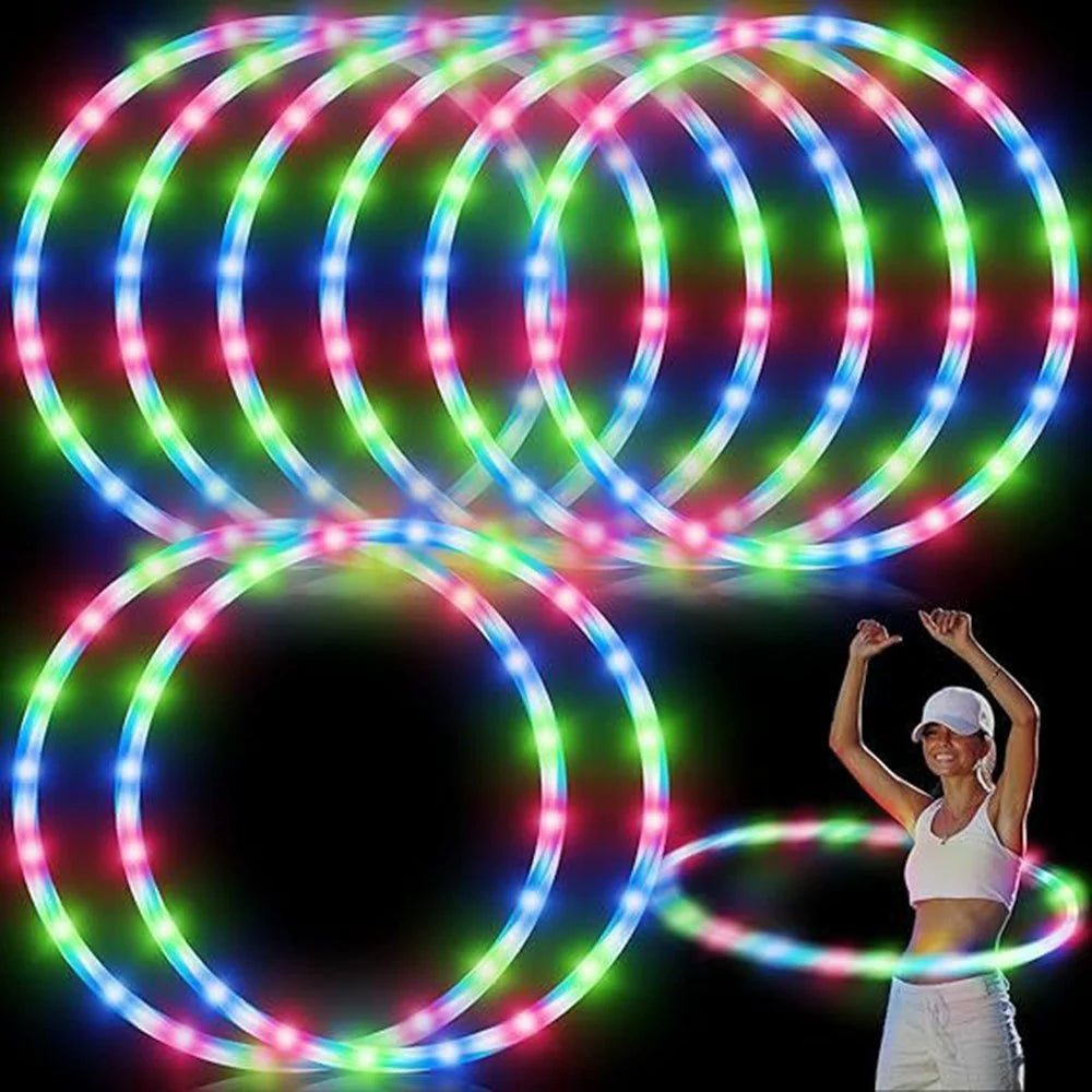 90cm LED Fitness Hoop Colorful Light Up Detachable Waist Hoop for Sports Training - 2