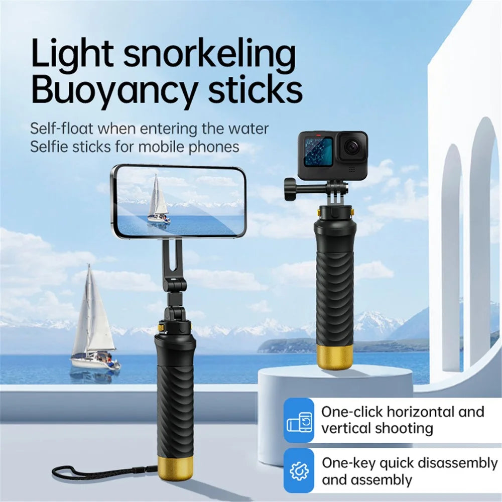 JX-FLB02-M For GoPro Hero 12 / 11 / 10 Action Camera Floating Hand Grip+Quick-Release Base+Phone Clip - 2