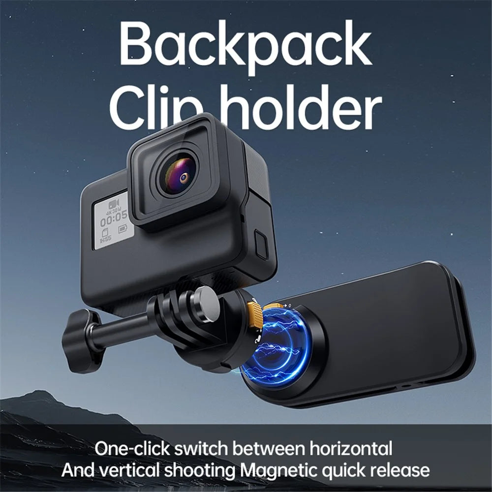 Gp-039 Clip to Backpack Camera Mount with Magnetic Phone Holder+Magnetic Quick Release Bracket for GoPro - 2