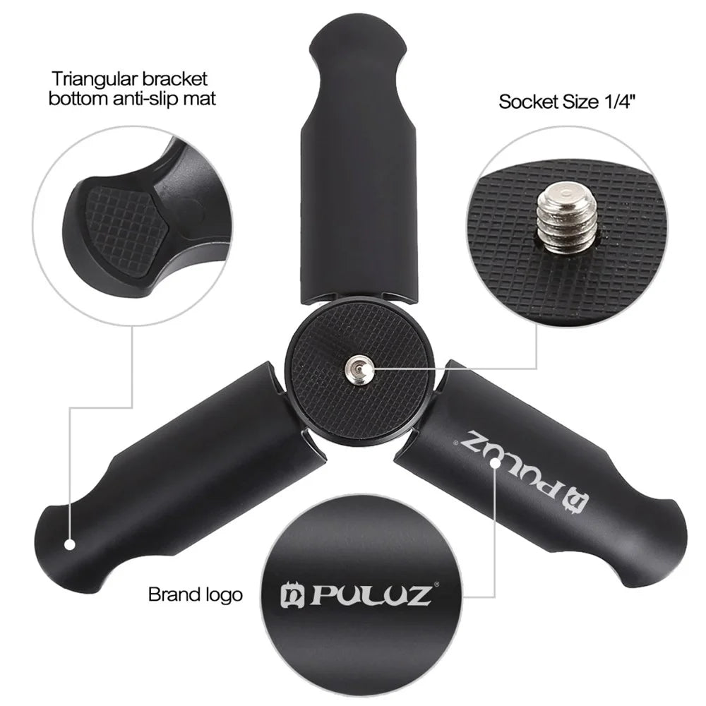 PULUZ PU373 For DJI Osmo Action Series / Smartphone Folding Mini Tripod with Universal Phone Clamp - 4