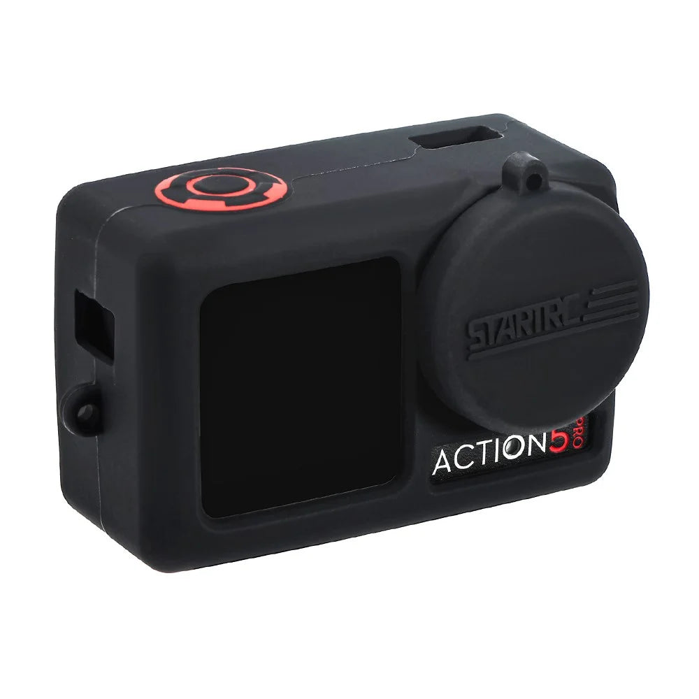 STARTRC For DJI Osmo Action 5 Pro Silicone Frame Sports Camera Protective Case with Lens Cover - Black - 2