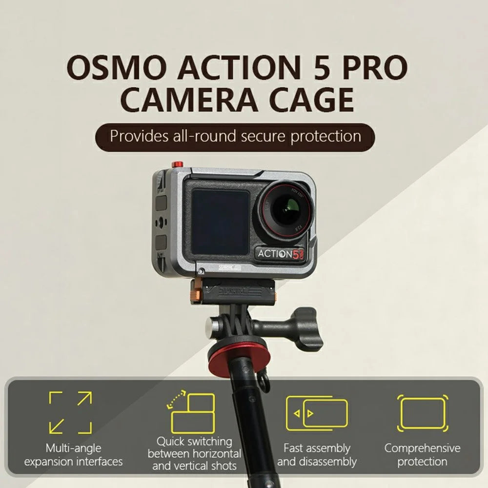 STARTRC 1145595 For DJI Osmo Action 5 Pro Sports Camera Metal Cage Extension Frame - 3