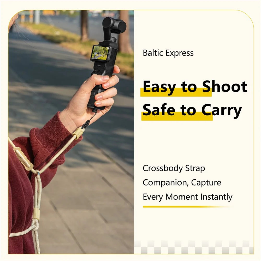 STARTRC For DJI Osmo Pocket 3 Sports Camera Double Ended Lanyard 66 - 136cm Adjustable Neck Strap - Yellow - 4