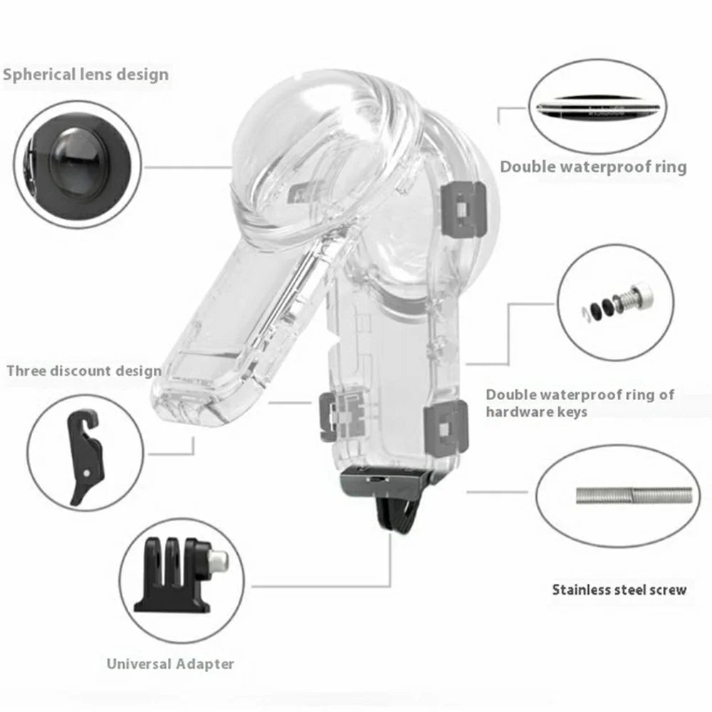 For Insta360 X5 Action Camera Waterproof Case Invisible Diving Housing Compatible with Magnetic Quick Release Mount - 7