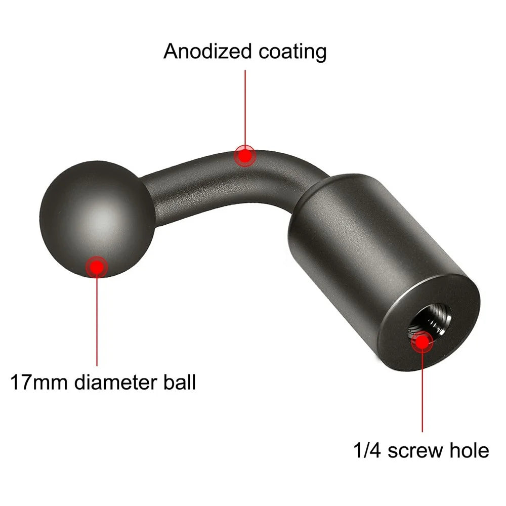 PULUZ PU852B Aluminum Alloy 17mm Ball Head Bracket Base Adapter for Phone Clamp / Camera Mount - 3