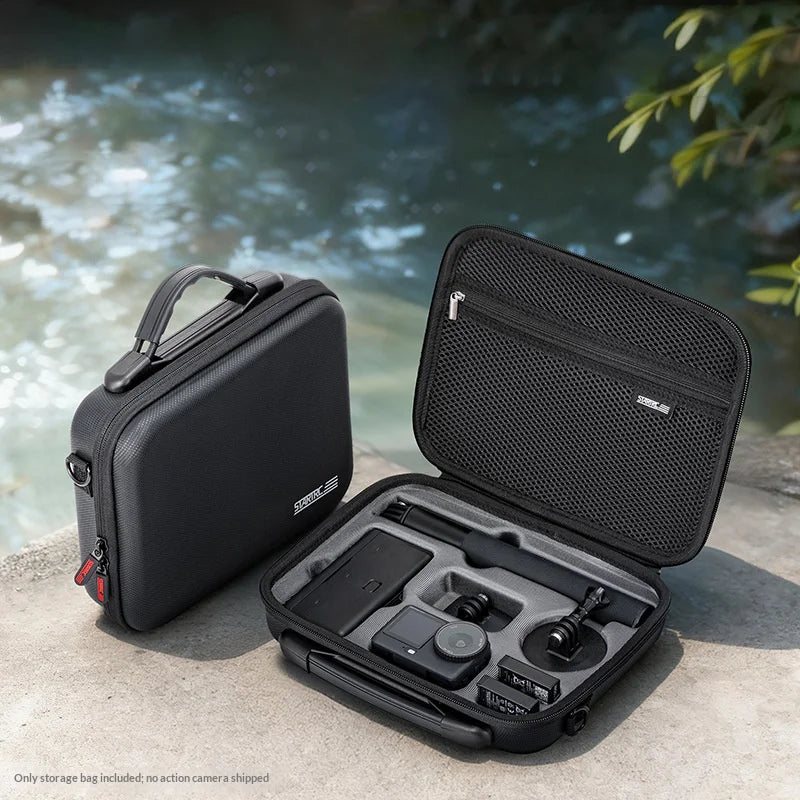 STARTRC For DJI Osmo Action 6 Camera Carrying Case PU Leather Handheld Crossbody Storage Bag - Black - 2