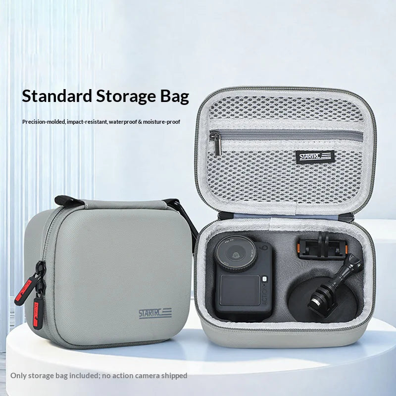 STARTRC For DJI Osmo Action 6 Camera Storage Case PU Leather Portable Protective Carrying Bag - Gray - 2