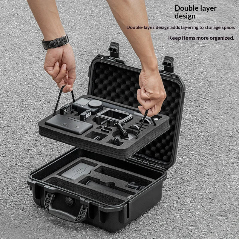 STARTRC For DJI Osmo Action 6 Shockproof Camera Case Double Layer Waterproof Storage Box - Dark Grey - 3