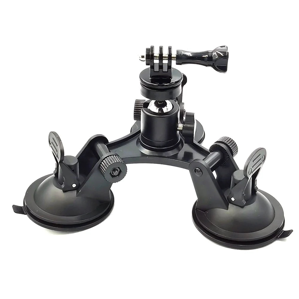 Triple Suction Cup Mount with 1/4 Threaded Head 360 Degree Tripod Ball Head - 2