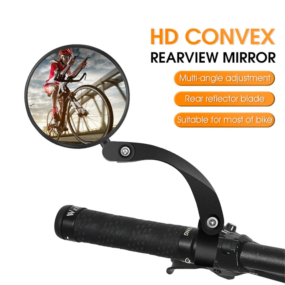 WEST BIKING YP0720034 1Pc Cycling 360 Degree Rotating Wide Angle HD Rearview Mirror MTB Road Bicycle Long Arm Handlebar Mirror with Warning Reflector - 2
