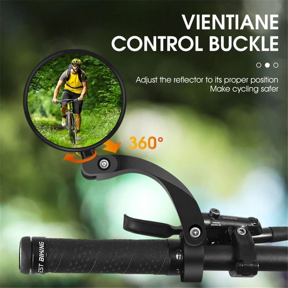 WEST BIKING YP0720034 1Pc Cycling 360 Degree Rotating Wide Angle HD Rearview Mirror MTB Road Bicycle Long Arm Handlebar Mirror with Warning Reflector - 4