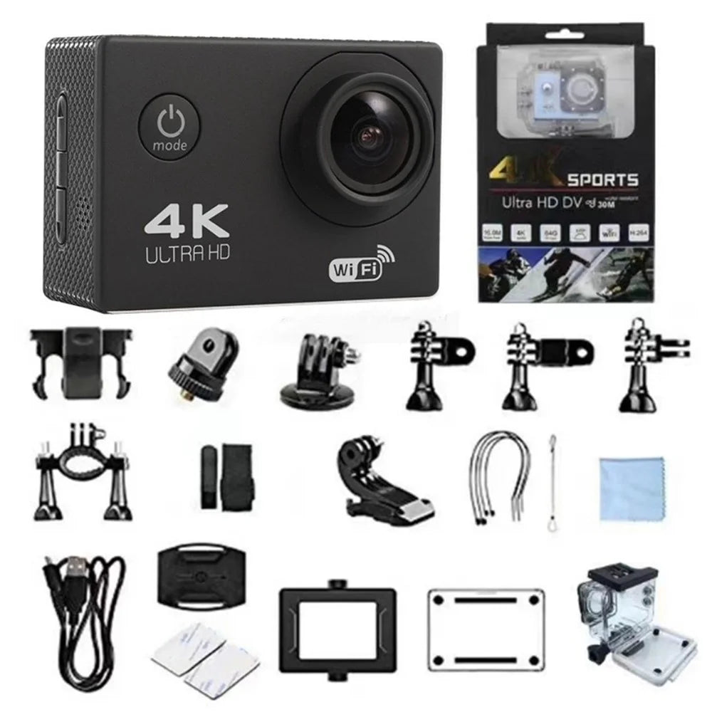SJ4000 SD3H-2 4K 30FPS WiFi Action Camera Ultra HD Extreme Sports DV Camera with Waterproof Case - Black - 1