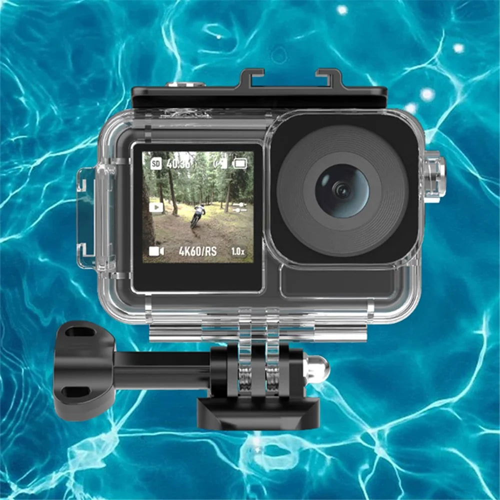 FLW389 Waterproof Case for DJI Action 3 Water Resistant Anti-Scratch Protective Case with Cold Shoe Interface for Fill Light, Dive Light, Microphone - 4
