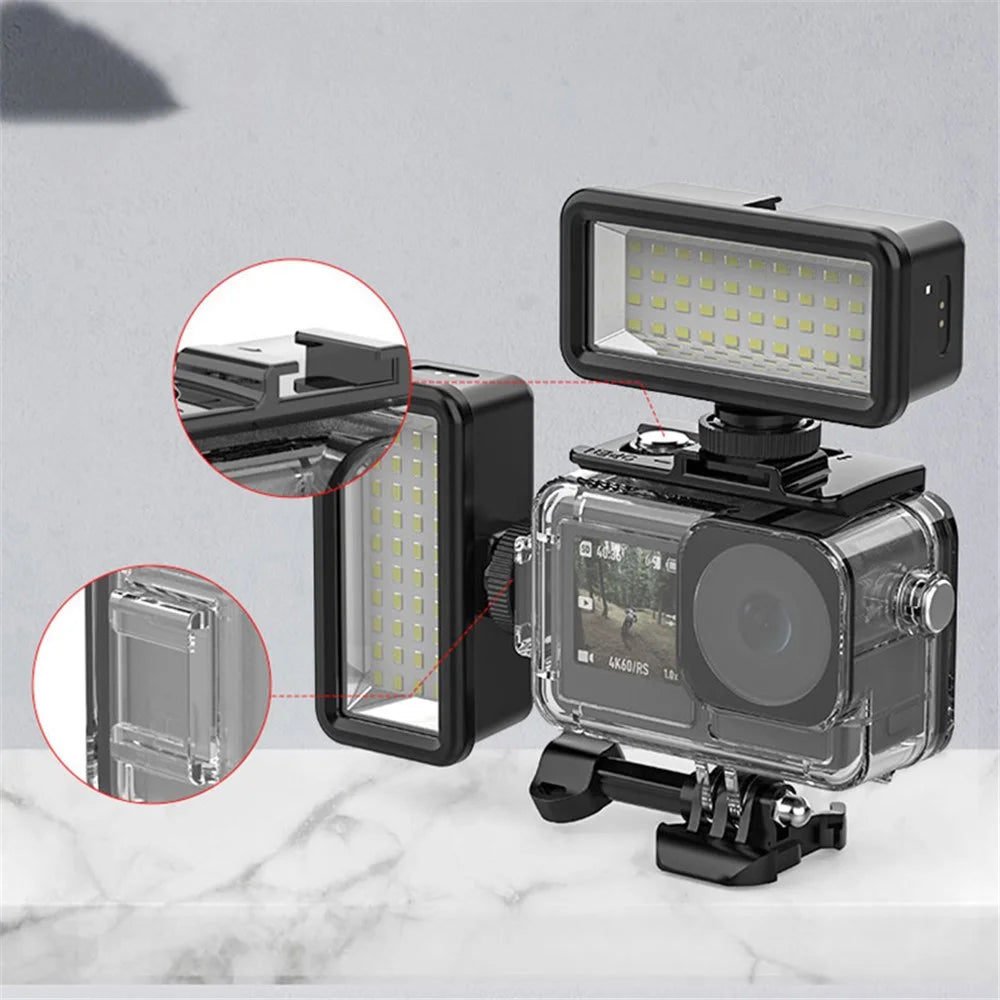 FLW389 Waterproof Case for DJI Action 3 Water Resistant Anti-Scratch Protective Case with Cold Shoe Interface for Fill Light, Dive Light, Microphone - 7