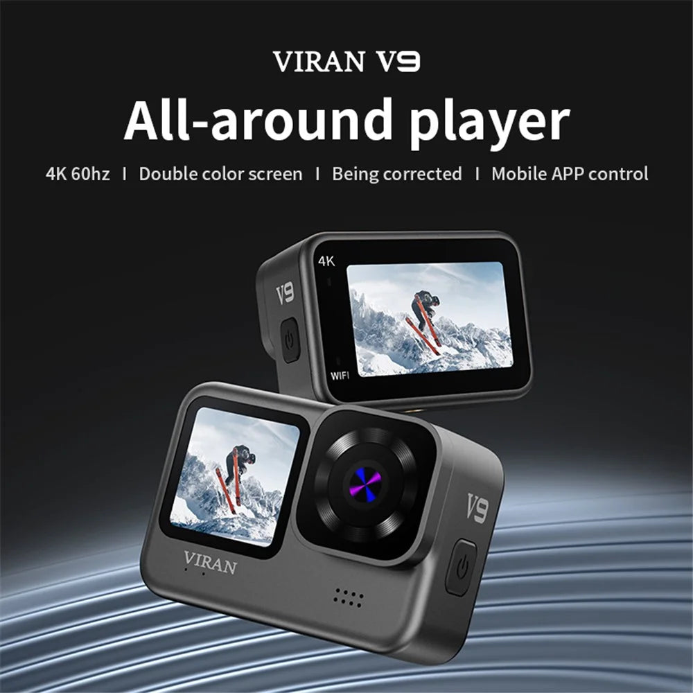 VIRAN V9 4K 60FPS WiFi Anti-Shake Action Camera IP68 Waterproof Dual Screen Motorcycle Video Recorder - 2