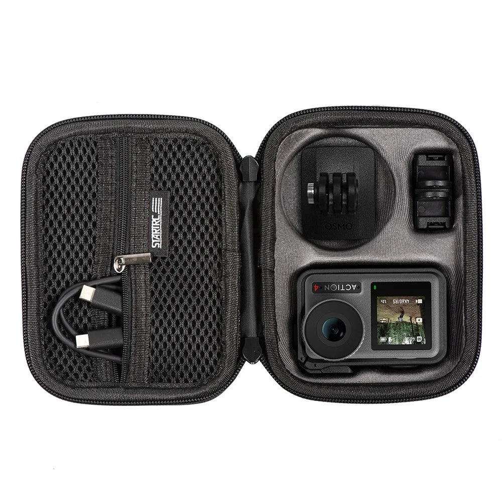 STARTRC 1126181 Storage Bag for DJI Action 4 , Hard PU Travel Box Carrying Case with Buckle+Strap - Standard Set - 5