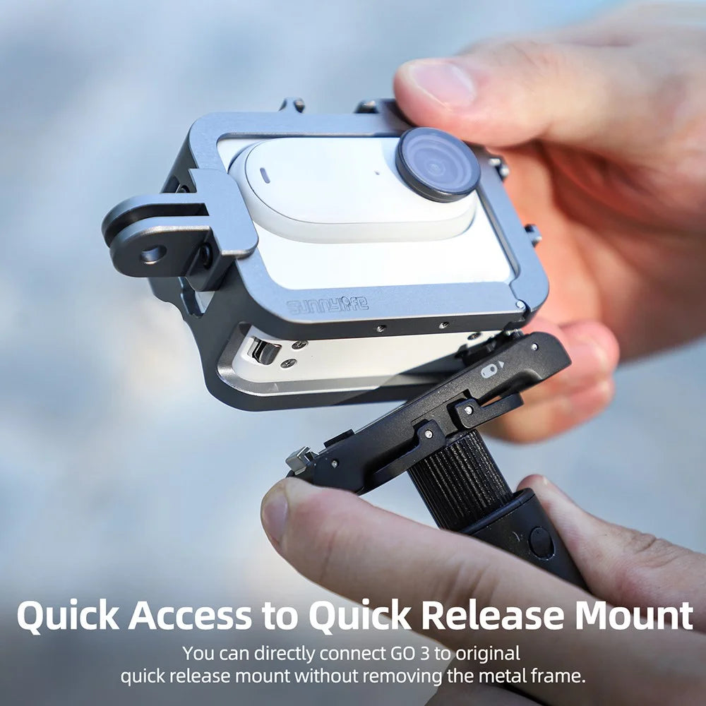 SUNNYLIFE IST-BK596 For Insta360 GO 3 Aluminum Alloy Protective Case Frame Mount Adapter Cold Shoe Bracket - 6